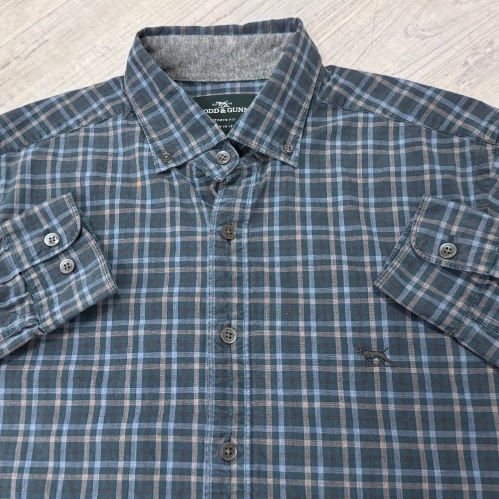 Rodd & Gunn Button Down Shirt Mens S Blue Plaid Sports Fit Woven In Italy Cotton